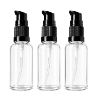 VOW 10 ML Transperant Color Empty Glass Round Bottle with Serum Pump n Black Cap for Essential Oils, Lotion, Cosmetics, Multipurpose Bottle_Pack Of 3-image-0