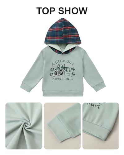 Toddler Boy Clothes 12M-6T Plaid Patchwork Hoodies Sweatshirt+ Pants Casual Baby Boys Outfits 2Pcs Sets4