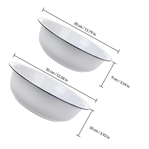 2 tazones de esmalte blanco vintage 30cm y 32cm miniatura 2