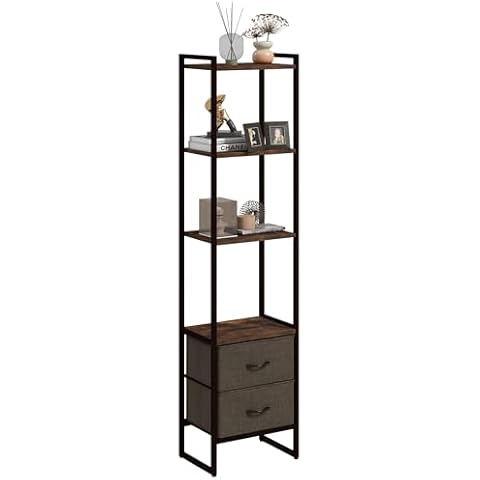 HOMCOM Industrial Slim Storage Shelf with Drawers Cover