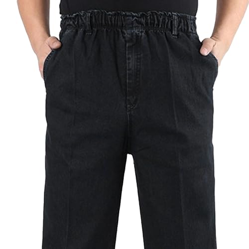 Mens Elastic Waist Jeans Casual Loose Fit Stretch Mens Pull on Plus Size Jeans Relaxed Fit Denim Pants4