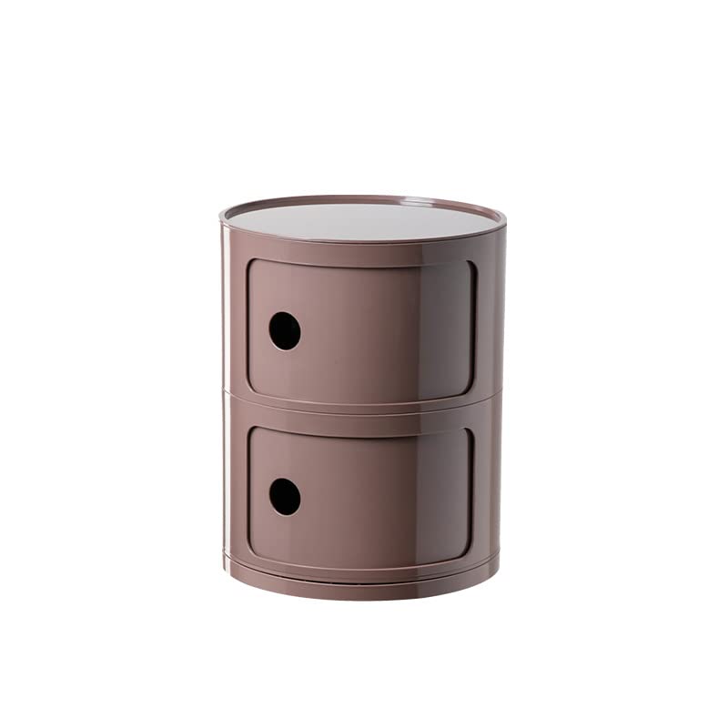 Nordic - Mesita de noche moderna con cajones y puerta corredera, elegante mesita de noche de 2/3/4 niveles para almacenamiento de dormitorio, mesita de noche redonda de plástico