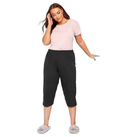 Yours Curve Lace Trim Plus Size Pyjama Bottoms Cover