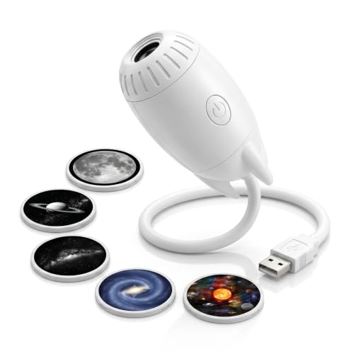 Image of Hexon Rocket Design Galaxy Projector Night Light, USB Mini Star Projector with 360 Rotation, Starry Sky Astronaut Nebula Lamp, Magic Wall Light for Bedroom,Kids Room Ceiling Decor (5 Slides)