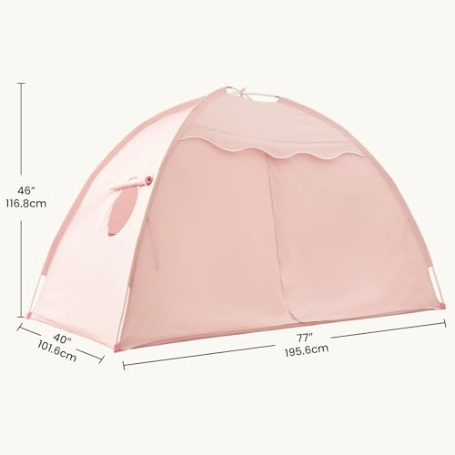 Image of Tiny Land Twin Bed Tent for Kids, 77 inch x 40 inch x 46 inch Pink Play Tent
