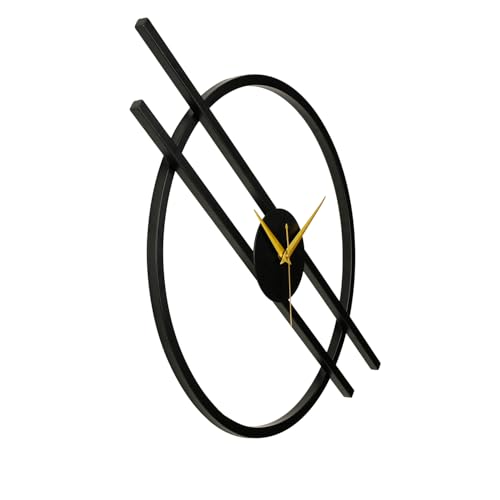 Image of Wakefit Metal Analog Wall Clock Big | 28 Inch | Laser Cut Abstract Home Decor & Gifting Option | for Living Room Study Bedroom & Office Decor | Hushka Metal Wall Clock 700MM Black