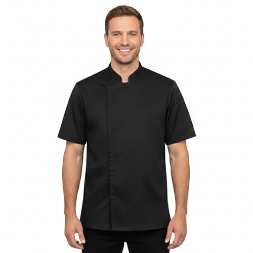 PALLTEX Nori SS Veste De Cuisine Unisexe pour Homme et Femme | Vêtement De Chef Professionnel | Uniforme À Manches Courtes Noir S