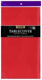 PARTY Red Plastic Table Cover (54" x 108"), 1-Pack