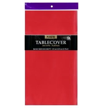 PARTY Red Plastic Table Cover (54" x 108"), 1-Pack