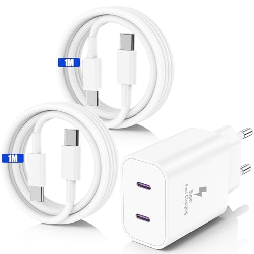 Chargeur rapide USB C 45W double port compatible iPhone 17 16 15 Pro Max et Samsung S25 Ultra