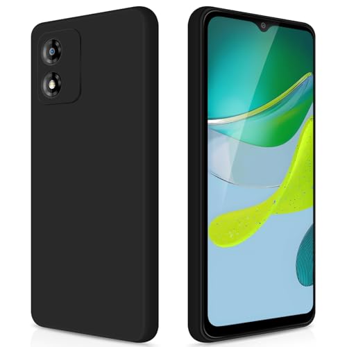 GiiYoon Case Compatible with Motorola Moto E13 Silky-Soft Touch Full-Body Protective Phone Silicone Case Shockproof Cover with Microfiber Lining Black