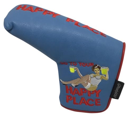 Happy Place Embroidered Putter Cover - Blade by ReadyGOLF
