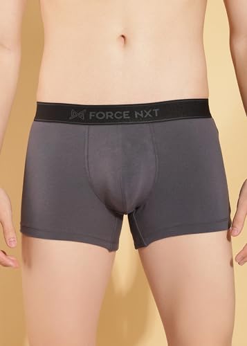 Image of Force NXT Men's Super Combed Cotton Elastane Stretch Fabric Solid Trunk | Ultra Soft and Durable Waistband for Daily Uses | Label Free Outer Elastic Underwear for Men
