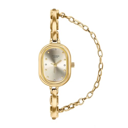 Image of Sonata Poze 8 Quartz Analog Watch with Jewellery Accessory for Women with Gold Dial & IPG Alloy Strap - SP80176YM01W