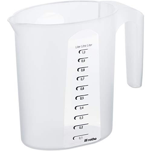 Rotho Messbecher, Polypropylen, Weiss/Transparent, 1 Liter