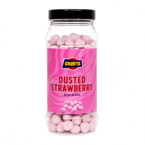 GROBITS - Original Dusted Strawberry Bonbon Retro Sweets Gift Jar - 605g