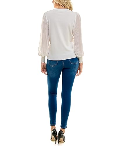 Image of Zac & Rachel Women's Sweater Knit + Pleated Chiffon Blouse