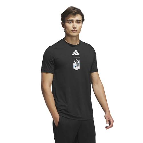 adidas Men's Short Sleeve Pre-Game T-Shirt, Black/Minnesota United, Small