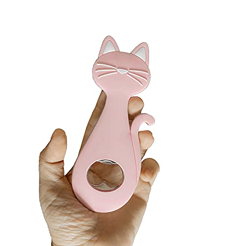 1P Creative Portable Cat Shaped Magnet Bottle Opener, Wine Beer Beverage Drinking Opener Bar Gadget Glass Beer Kitchen Tools Barware for Girls Women (pink)