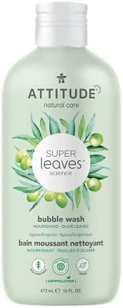 ATTITUDE Bubble Bath, Plant and Mineral-Based Ingredients, Dermatologist-tested, Vegan and Cruelty-free Body Care Products, Olive Leaves, 16 Fl Oz, (11693)