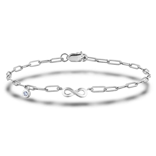 Image of Polar Light Signature Canadian Diamond Charm Bracelet in .925 Sterling Silver - Choice of Rolo or Paperclip Style Chain