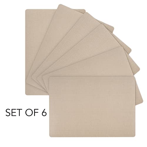 Andie Home Rectangle Placemats For Kitchen Table And Dining Room, 6-Piece Set, Heat-Resistant And Surface Washable Placemat, Wheat Beige, 17"X12" #TOP1