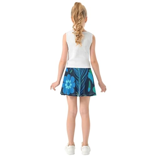 Joisal Tennis Skirts for Kids Blue Green Peacock Feathers Girls Skorts Athletic Shorts Outfit Girl Skort 4t4