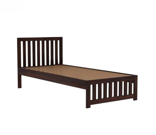 Image of KR Furniture Solid Sheesham Wood Single Bed | 6x3 ft Wooden Cot with Slatted Headboard & Footboard | Strong Frame Support | Modern Bedroom Bed for Home, PG & Hostel | Honey Finish