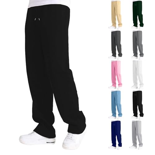 Boys Baggy Sweatpants Fleece Straight Leg Open Bottom Sweat Pants with Pockets Casual Athletic Teens Elastic Waist Joggers