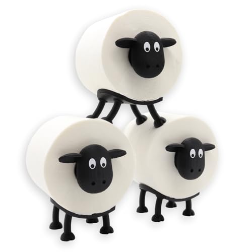 Rolli le mouton des toilettes - Porte-papier toilette pour rouleaux de 38 et 42 mm - Mouton - Porte-rouleau de papier toilette (lot de 3)