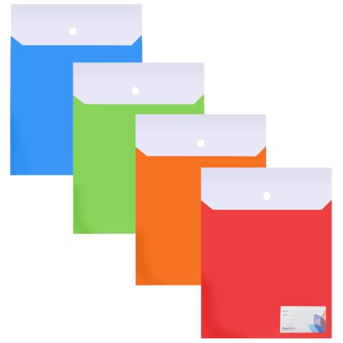 Image of Shuban Double Pocket Document Folders Letter A4 Size File Envelopes with Label Pocket & Paste Button for School Home Work Office Organization (Style-5-Double Pocket Folder-4Pcs-Multi Color)