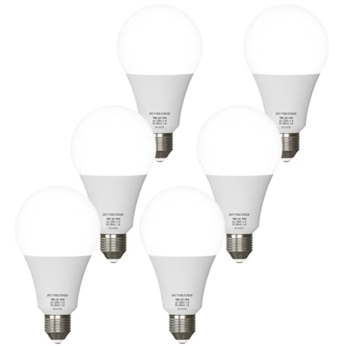 DC VOLTAGE Pack-6, LED E27 Light Bulb, A60 18W(100W Equivalent) Non-Dimmable Edison Screw WarmWhite 3000K 1506lmn GLS Light Bulb, Classic Frosted A60 Energy Saving Golf Globe Bulb [Energy Class A]