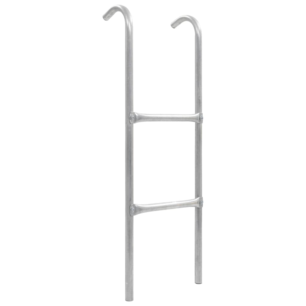 Escalera de cama elástica de 2 niveles de acero galvanizado, color plateado, 102,6 cm de altura, adecuada para camas elásticas de 80 a 90 cm, fácil de montar, resistente accesorio para jardín