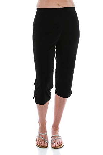 Jostar Women's Casual Capri Pants – Plus Size Elastic Waist Stretchy Slim Fit Pull On Wrinkle Free Side Slit Cropped Trouser