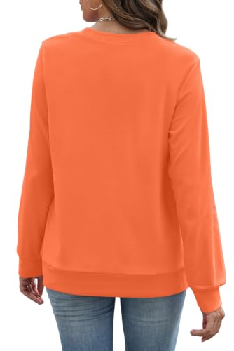 RUMIA Crewneck Fall Sweatshirt for Women Plain Long Sleeve Top with Pocket — view 5