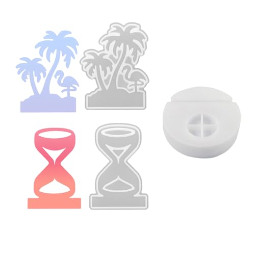 Xidmold 3-Piece 3D Coconut Tree Silicone Mold Set - Food-Grade Tropical Beach Molds for Resin, Candle, Soap & Chocolate Making, Reusable Party Decor with Non-Stick Design