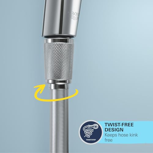 GROHE VitalioFlex Trend - Smooth Shower Hose 2 m (Tensile Strength 50 kg, Pressure Resistance Up to 5 Bar, Heat Resistance 70°C, Universal Connection G 1/2'' x 1/2''), Chrome, 22113000