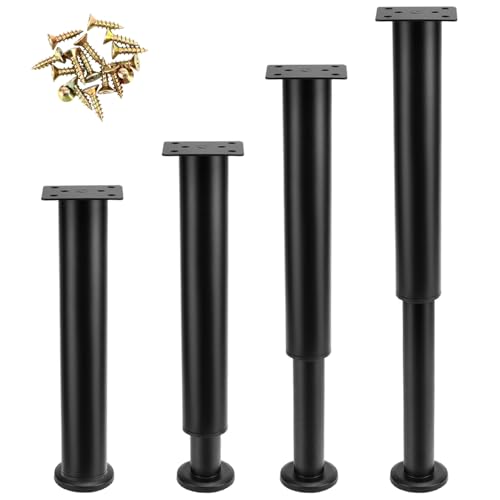 QWORK® 4 Patas para Muebles Ajustables en Altura 25-42 cm, Negro, para Sofá, Cama, Armario