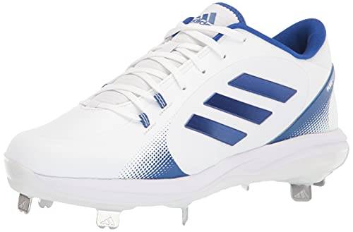 adidas Women's Purehustle 2 Baseball Shoe, White/Team Royal Blue/Solar Blue, 6.5