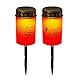 2 Stück Grablaterne Solar, LED Grablicht Trauerkerzen Mit Motiv, Grablicht Solar Wetterfest Mit Erdspieß, Grableuchte Für Den Außenbereich, Friedhofskerze (Rotes Licht)