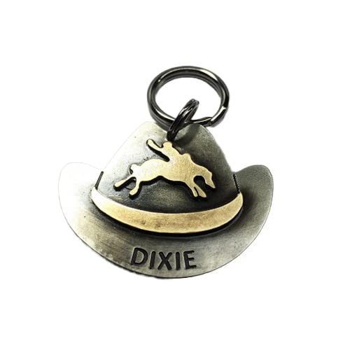 Cowboy Cowgirl Hat Western Rodeo Dog Pet ID Tag-Personalized-Rodeo Rider or Initial Letter (1 1/2