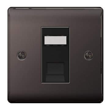 BG Nexus Metal RJ45 Data Outlet Socket 1 Gang Black Nickel