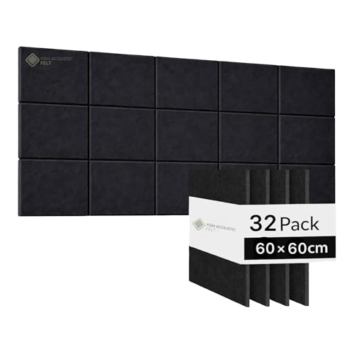 Image of YGM Acoustic Foams Luxury PET Felt Acoustic Self Adhesive Panels, 10 MM Thick, Sound Absorbing Panels for Wall | Room Noise Reducer & Sound Dampening (OG Black, 2x2 Foot - 32 Panels)