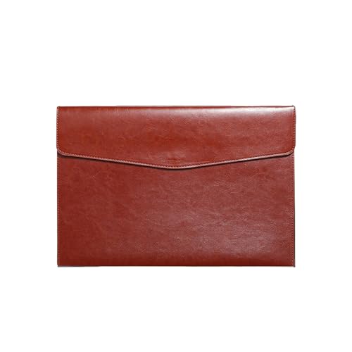 RisePlus Dokumentenmappe A5 Leder, Aktentasche A5 aus PU-Leder, wasserdichte Büro- und Reisetasche für Dokumente, Vintage-Design mit Stifttasche(Braun)