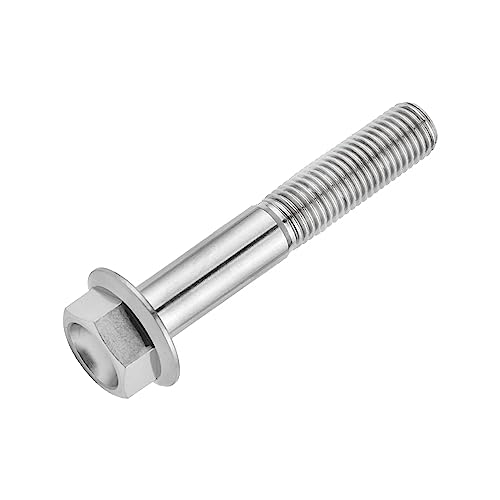 Image of Ti Screws M10 x 20 25 30 35 40 45 50 55 60 65 70 75 80 90 100mm 1.25 Pitch Titanium Flange Hex Bolt Pack of 4 (Silver, M10x60mm)