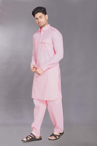 Image of DIVISIVE Men's Cotton Blend Pathani Kurta Pyjama Set