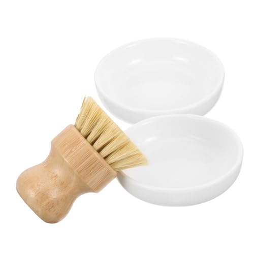 EXAOMBLE 木製ハンドル付き鍋ブラシ 耐久性ある天然ブラシ 食器 フライパン用グリップ快適なキッチン用クリーナー 油汚れ対応ノンスティッ