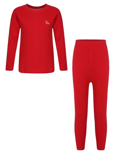 Hedmy - Hedmy Ensemble de sous-vêtements thermiques à manches longues pour enfants - Vêtements de nuit rayés - Survêtements de football - Fitness, rouge, 158-164 - -16%