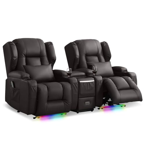 Image of DRMBOOK Power Recliner Chair with Console, Wall Hugger Reclining Sofa