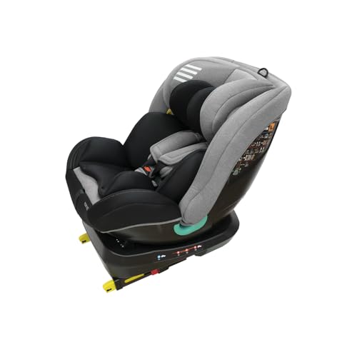 Play Four I-Size. Silla de coche evolutiva giratoria 360º, de 40-135 cm (0-10 años) y contramarcha hasta 105cm con isofix, Grey Wings